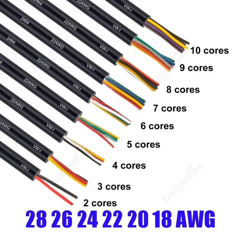UL2464 Электронные аудиопровода 2 3 4 5 6 7 8 9 10-ядерный проводник гибкий электрический