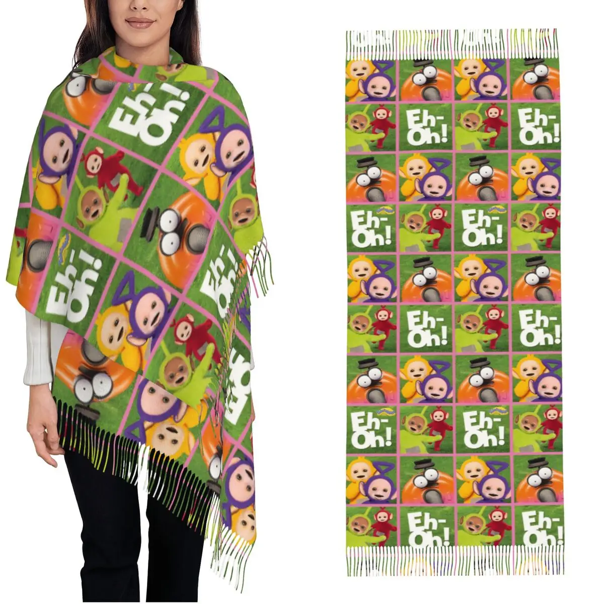 Teletbies ubtinky Winky Laa-Laa шаль для женщин Зимний теплый большой мягкий шарф милый