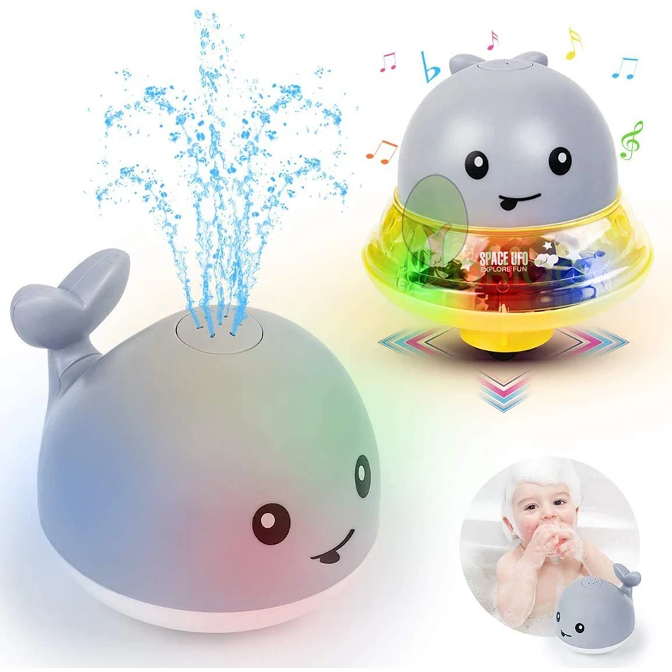 Baby Bath Toys Spray Water Shower Swim Pool Bathing Toys for Kids Electric Whale Bath Ball with Light Music LED Light Toys Gift