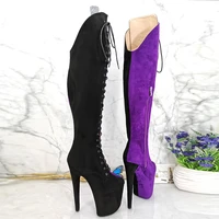 leecabe 20cm8inches pole dancing shoes high heel platform boots closed toe pole dance boots