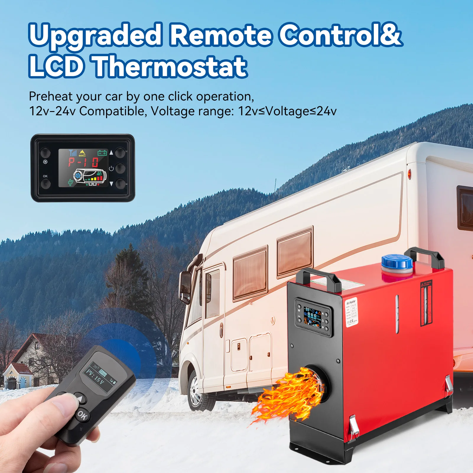 5 кВт/8 кВт все в одном 12 В дизельный воздухонагреватель с ЖК-дисплеем