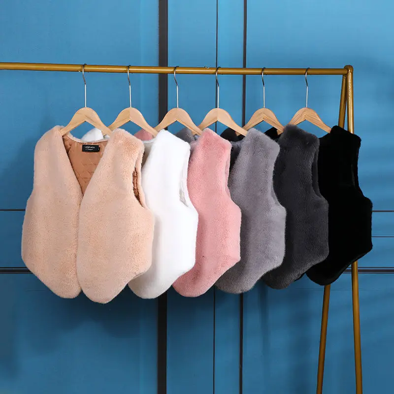 

Woman High Quality Faux Fur Vest Female Autumn Sleeveless V-neck Soft Waistcoat Ladies Fake Fur Jacket Outerwear Waistcoat G90