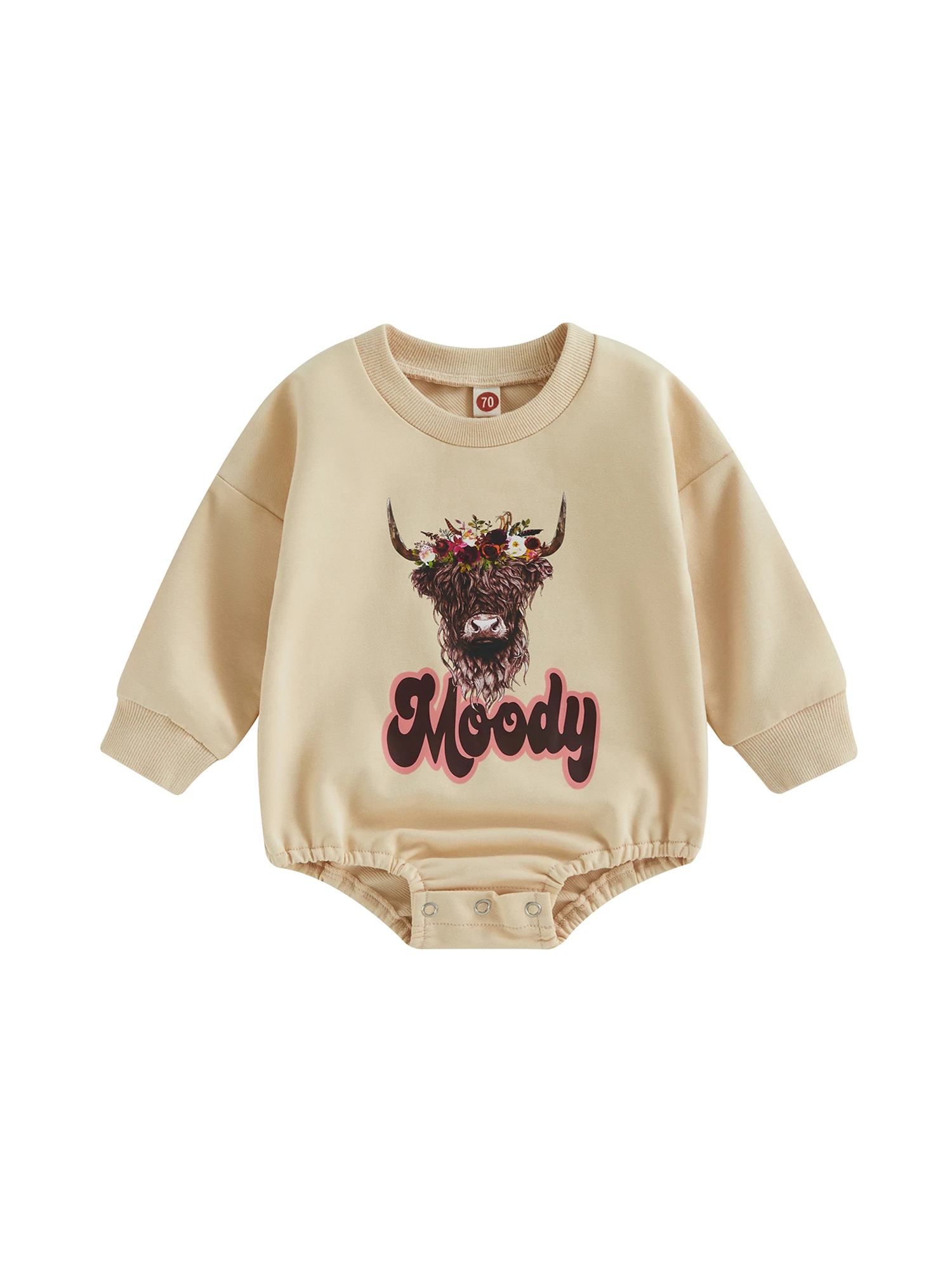 

Newborn Infant Baby Boy Girl Cow Print Romper Long Sleeve Crew Neck Bodysuit Top Western Baby Clothes