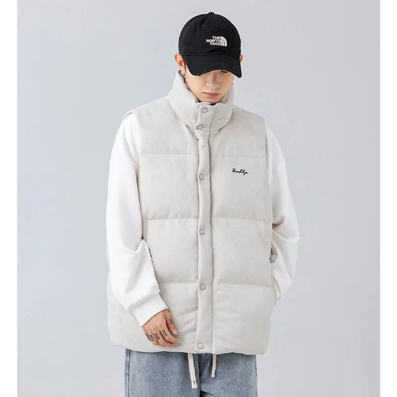 Men Clothing 2022 New Style Navy Suede Temperament Vest Embroidery Thickening Comfortable  Down Jacket Autumn and Winter Female