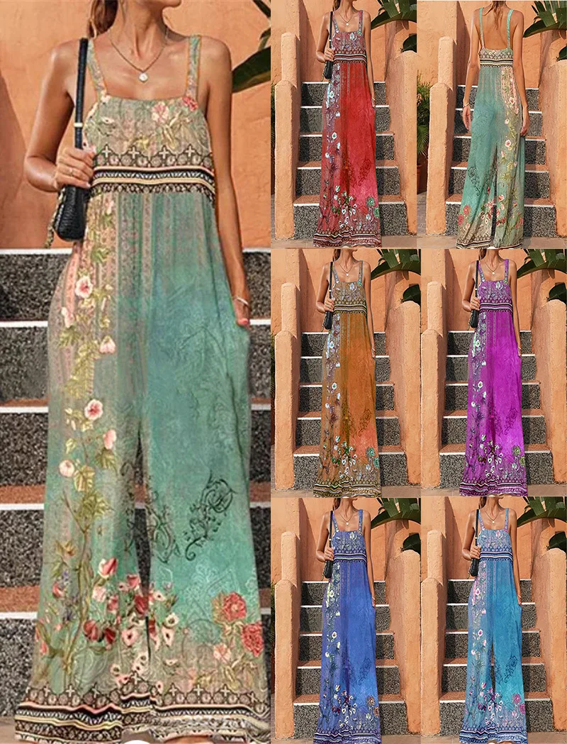 

Women's Jumpsuit Summer New Fashion Loose Casual Printing Retro Ethnic Wind Jumpsuit Female