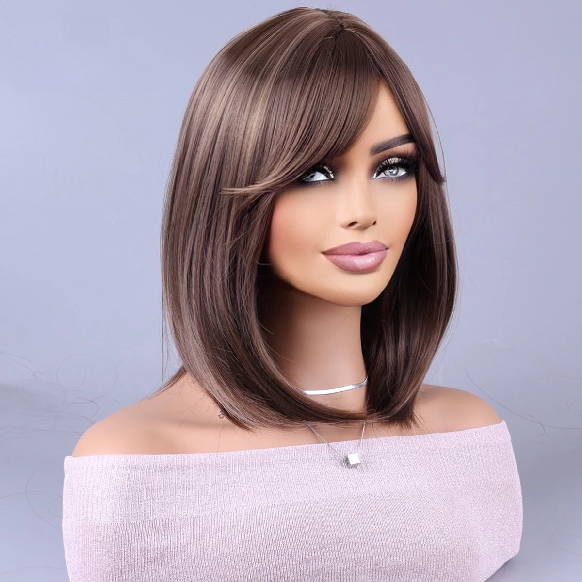 Женские модные коричневые зернистые золотые парики bobo