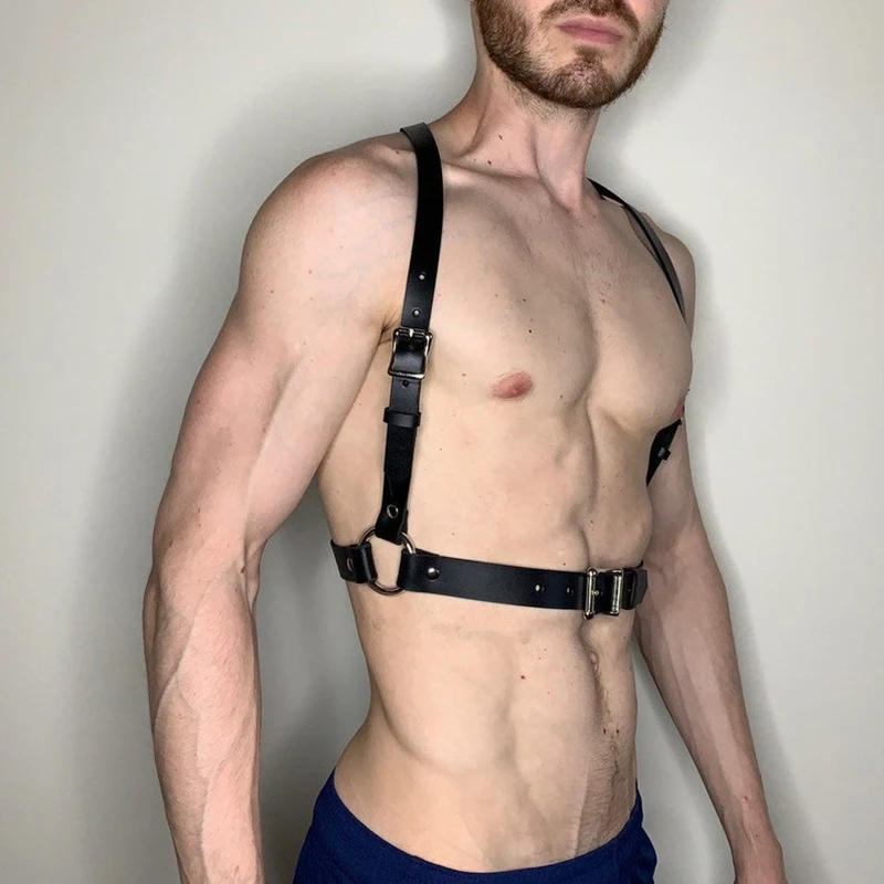 

BDSM Exotic Tanks Sexual Leather Chest Men Harness Belts Adjustable Gay Body Bondage Feminization Sissy For Male Lingerie Fetish