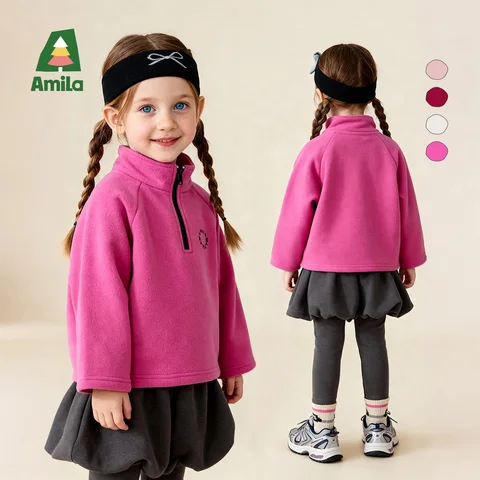 Amila детская зимняя толстовка с капюшоном из полиэстера