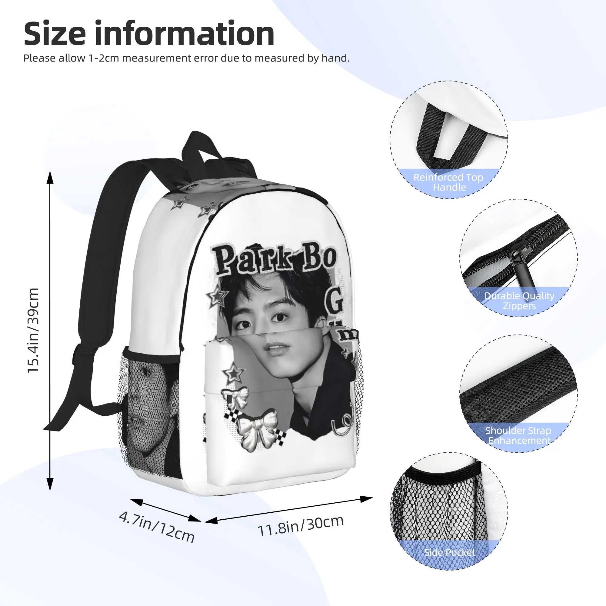 Фото Рюкзак Park Bo Gum Kpop, хит продаж, вместительный, для мальчиков и девочек, школьный ранец, сумка через плечо для мужчин и женщин №2