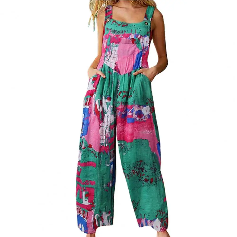 

Trendy Bohemia Geometry Pattern Beach Jumpsuit Beach Jumpsuit Skin-touching Loose