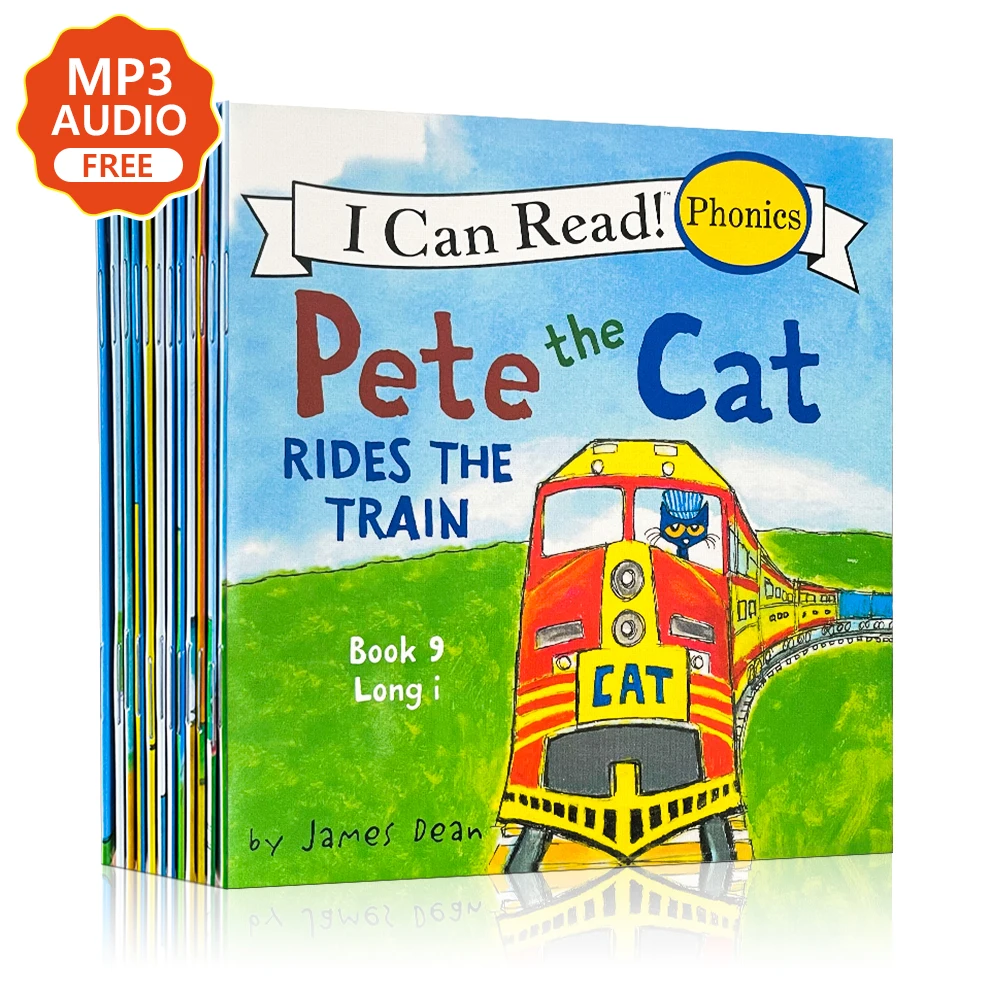 Libro educativo de bolsillo para niños, juego de 12 libros en inglés con frase I Can Read The Pete Cat, libro de cuentos, juguetes educativos