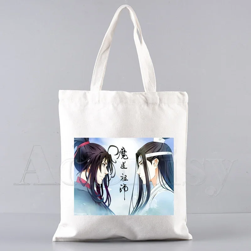 Mo Dao Zu Shi Женская парусиновая сумка для покупок с буквенным принтом тканевая на