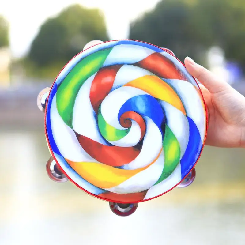 

8-дюймовый барабан для леденцов, Детские музыкальные игрушки, развивающий мультяшный мини музыкальный инструмент, ручной барабан, детские п...