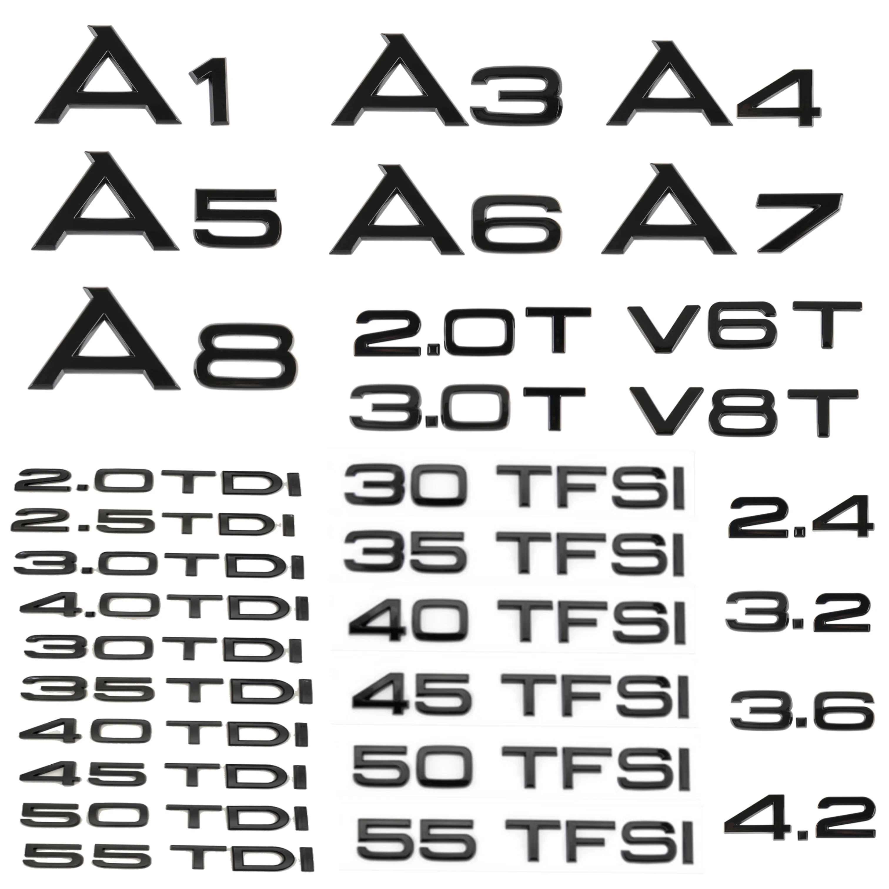 Наклейка на багажник автомобиля 3D ABS глянцевый черный 2.0 2.5 3.0 4.0 5.0TDI 30 35 40 45 50 55 TDI