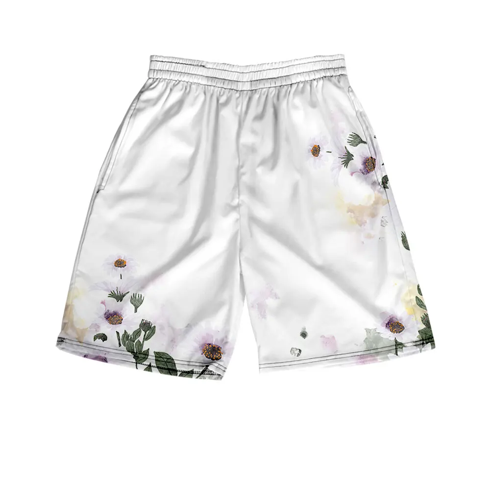Lianshuo 2022 New Flower Men's Casual Beach Shorts 3D Printing Fashion Party Elastic Waist Line Literary Youth Men's Summer Wear