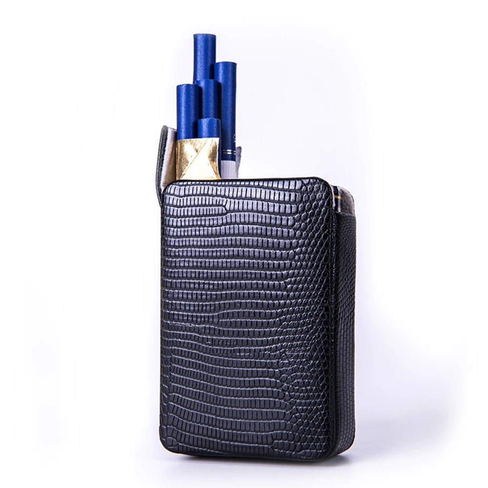 

RUORUO Lizard Tobacco Cigarette Case Holder Pocket Box Storage Container PU Soft Smoking Cases Accessories 6 Colors
