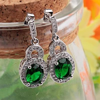 anglang luxury green cz hoop earrings female cocktail party stylish accessories daily wearable birthday gift womens jewelry