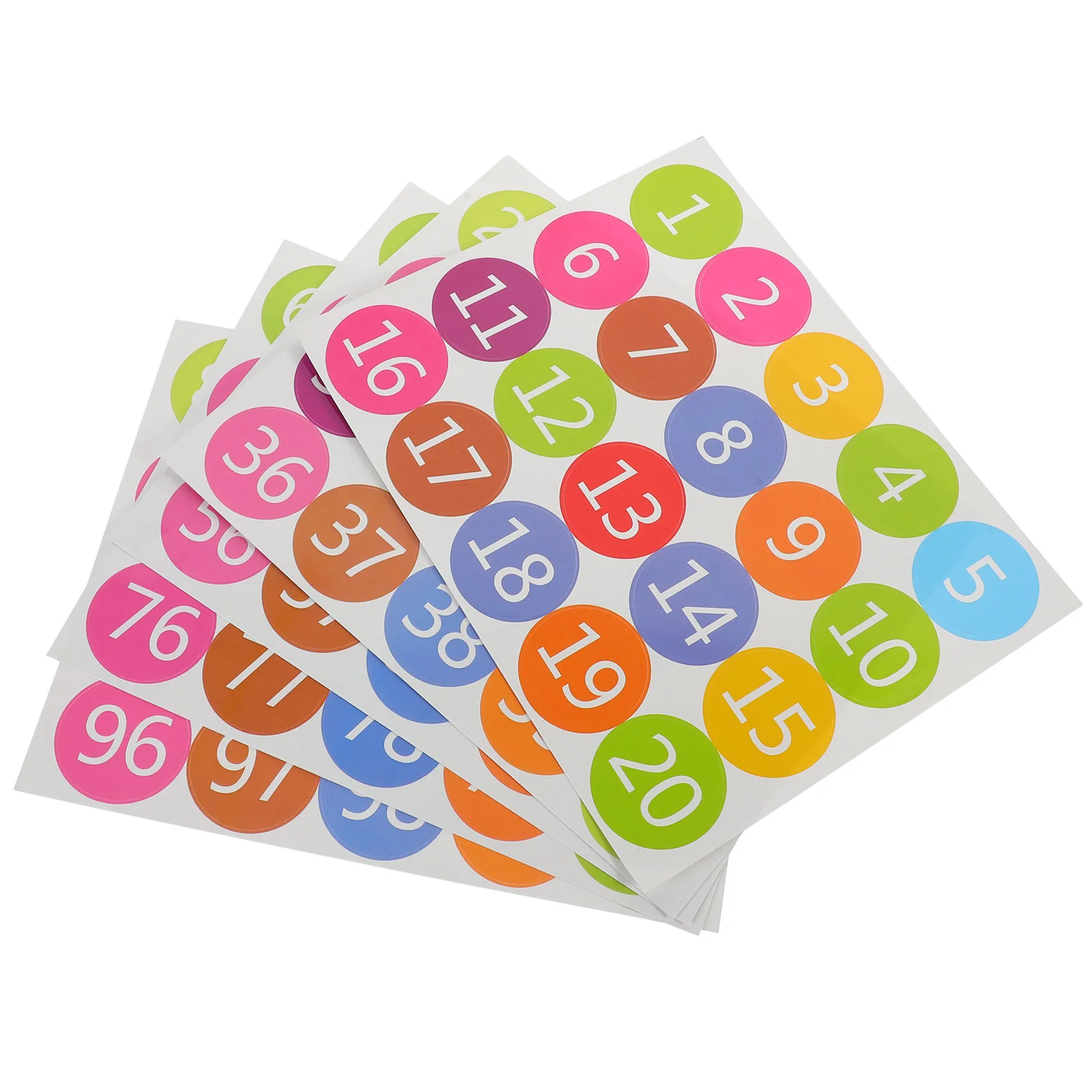 

100pcs Adhesive Number Stickers Colored Number Labels Classification Stickers for Nursery Room Office