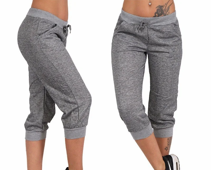 Джоггеры длиной до колен из мягкой ткани эластичная талия на шнурке боковые