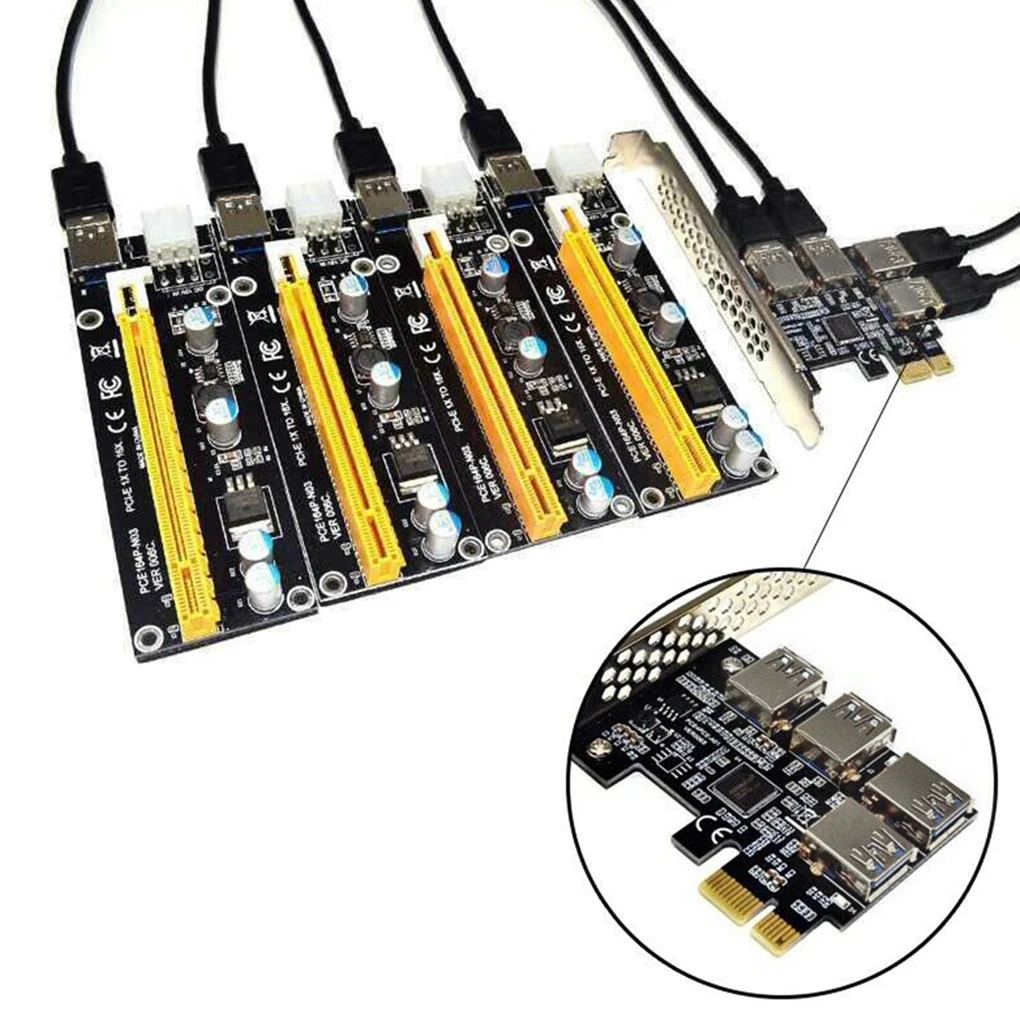 

PCI-E 1 to 4 PCI-E Express Exender Card 4-ports USB Board Portable Home Computer Adaptor Electronics Component