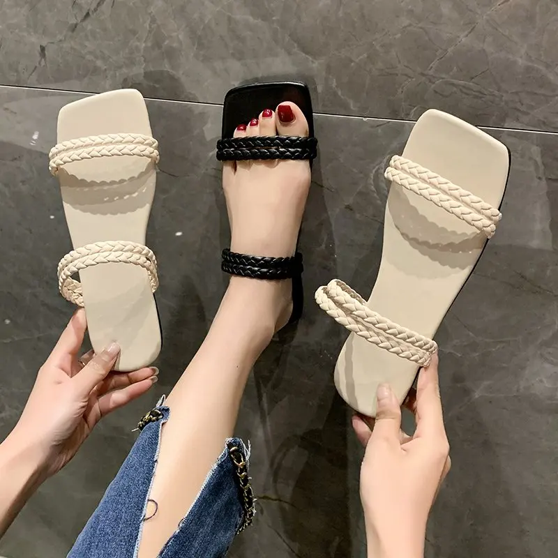 

Slippers Casual Female Shoes Lady Shallow Slides Summer Clogs Woman Luxury 2022 Girl Flat Beach Soft Basic Scandals Rubber PU