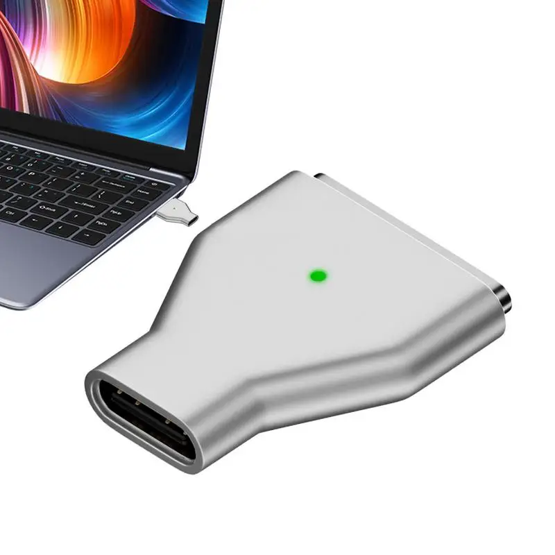 

Адаптер PD USB C на Магнитный адаптер Тип C адаптер для быстрой зарядки с серебряным цинковым сплавом оболочка Внешний индикатор для планшетов ноутбуков