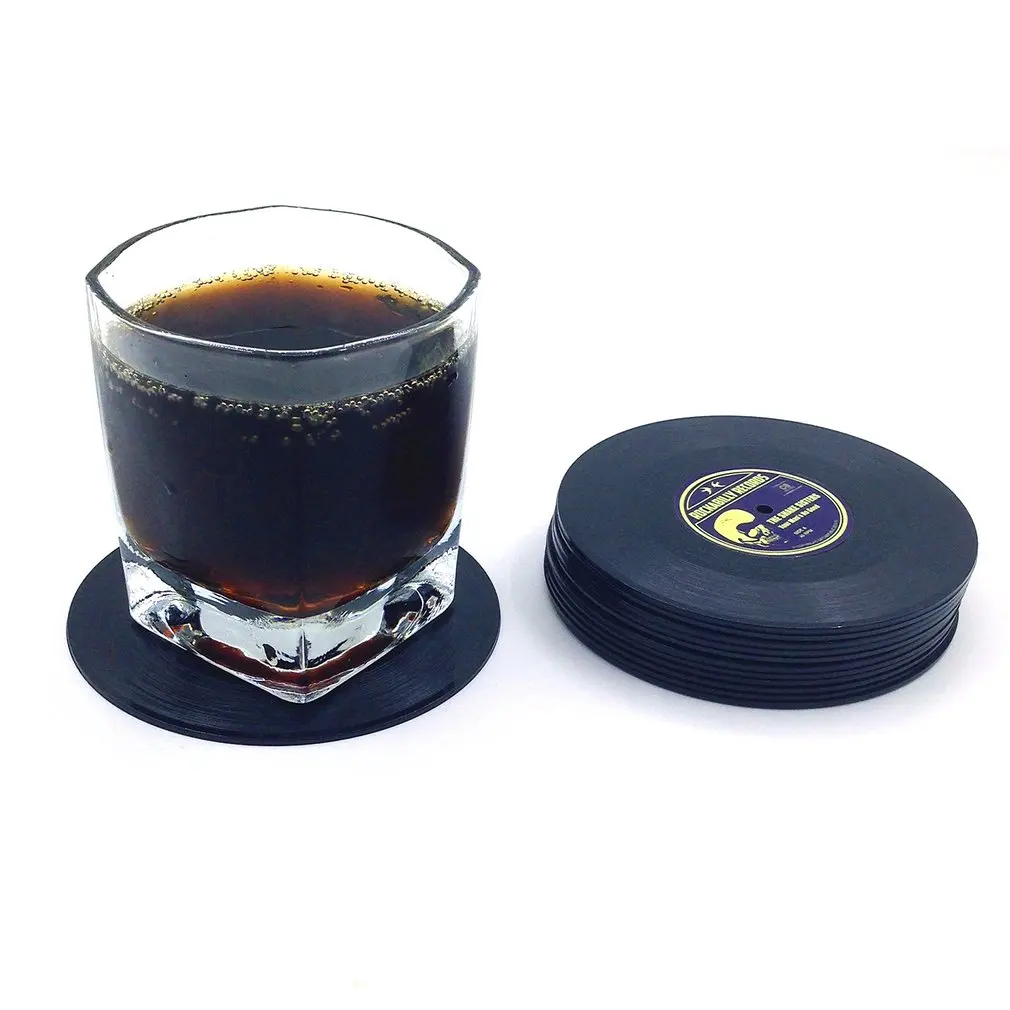 

6PCS/SET Drink Coasters Table Cup Mat Home Decor CD Record Coffee Drink Cup Placemat Tableware Gadgets