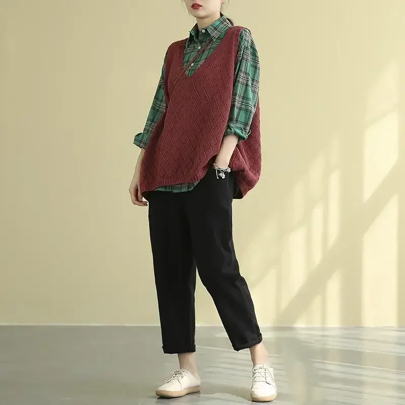 Женский свитер винтажный женский вязаный жилет новый трикотаж весенне-осенний