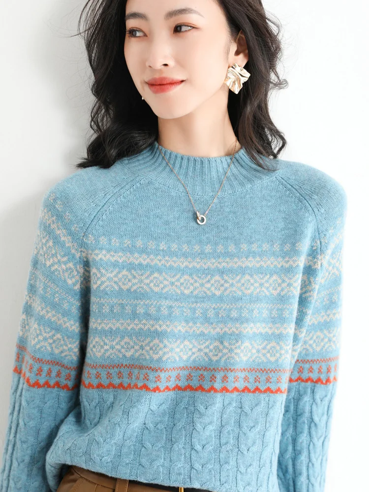 Женский вязаный жаккардовый кардиган винтажный шерстяной в Корейском стиле