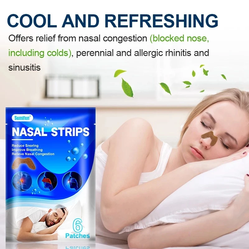 

6pcs/Bag Herbal Nose Strips Care Rhinitis Sinusitis Nasal Congestion Patch Stop Snoring Refresh Breathing Smoothly Plaster