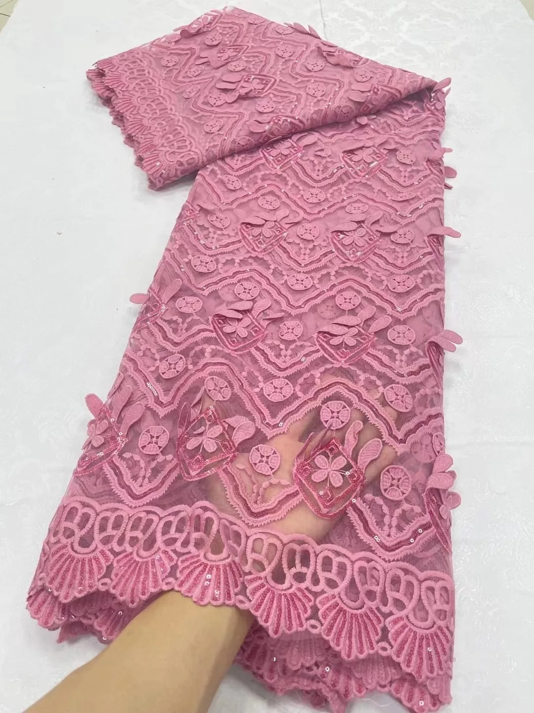 Африканская французская Кружевная Ткань 5 ярдов Высококачественная гипюровая