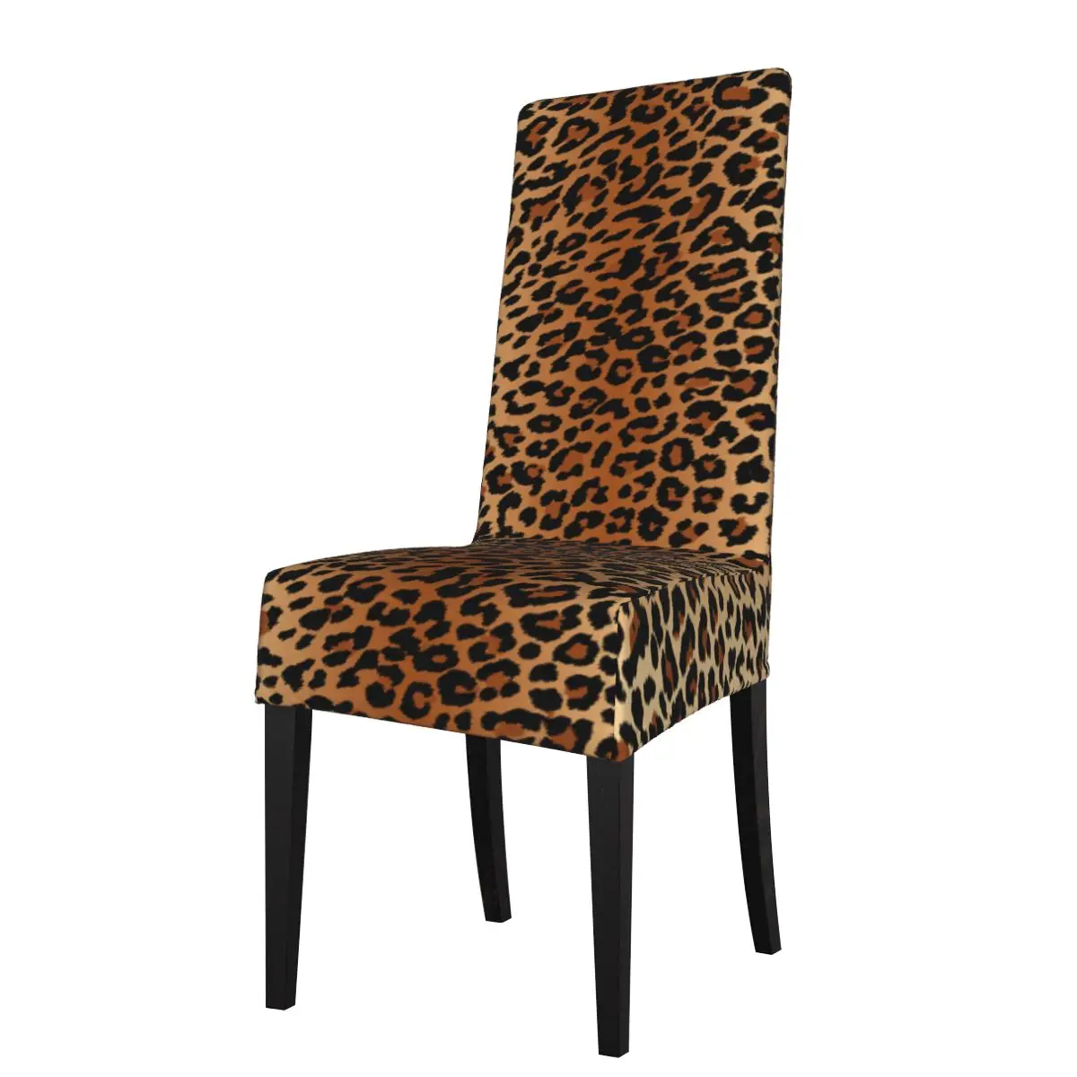 

Dining Room Chair Covers Slipcovers Leopard Print Cheetah Brown Stretch Kitchen Wedding Party Armless High Back Chair Seat Cover