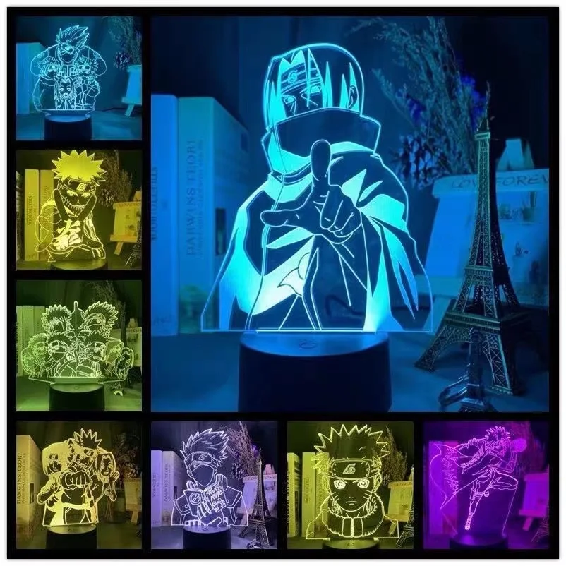 

16 Colors Naruto LED Night Light Toys Anime Akatsuki Uchiha Itachi Sasuke Colorful 3d Mini Table Lamp Toy for Children Xmas Gift