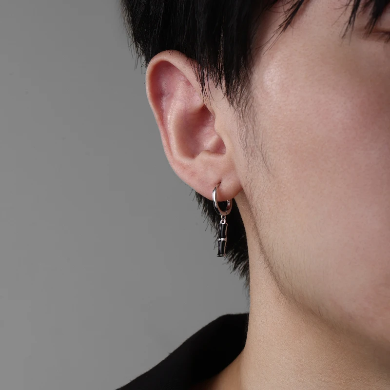 Бамбуковые серьги мужские из стерлингового серебра модные необычные рюши