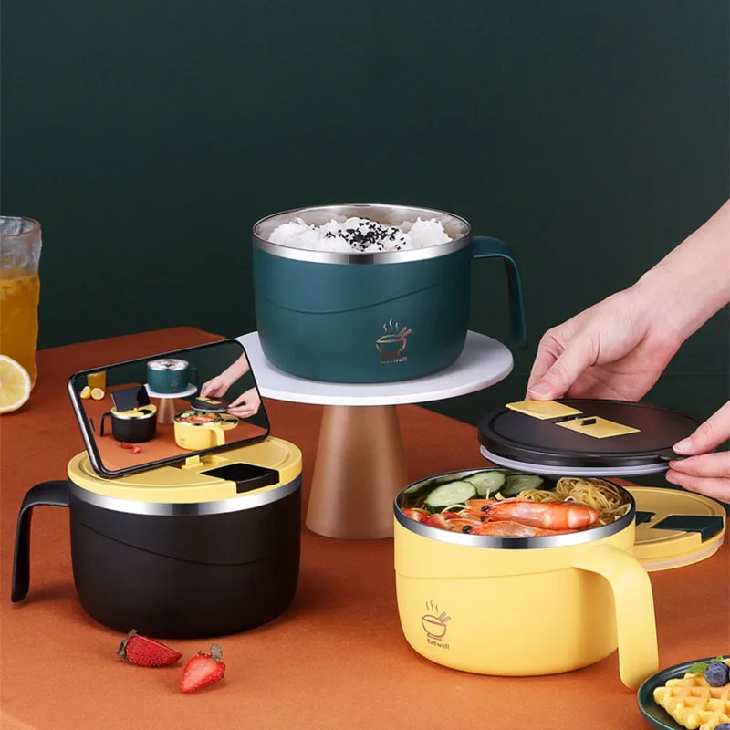 304 Stainless Steel  Lunch Box Round Handle Bento Box Office  Dining Hall School Insulated Food Containers Hermetic  Outdoor