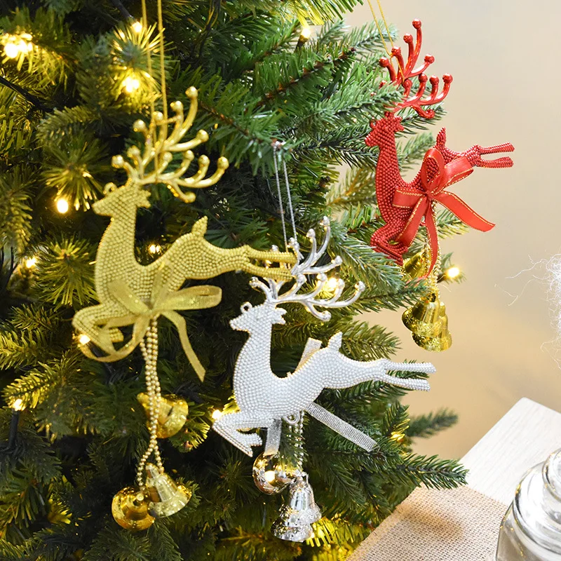 Украшения для рождественской елки, золотой серебряный колокольчик, олень, олень, подвеска в виде капли, Рождественское украшение, рождественские украшения для дома 2022