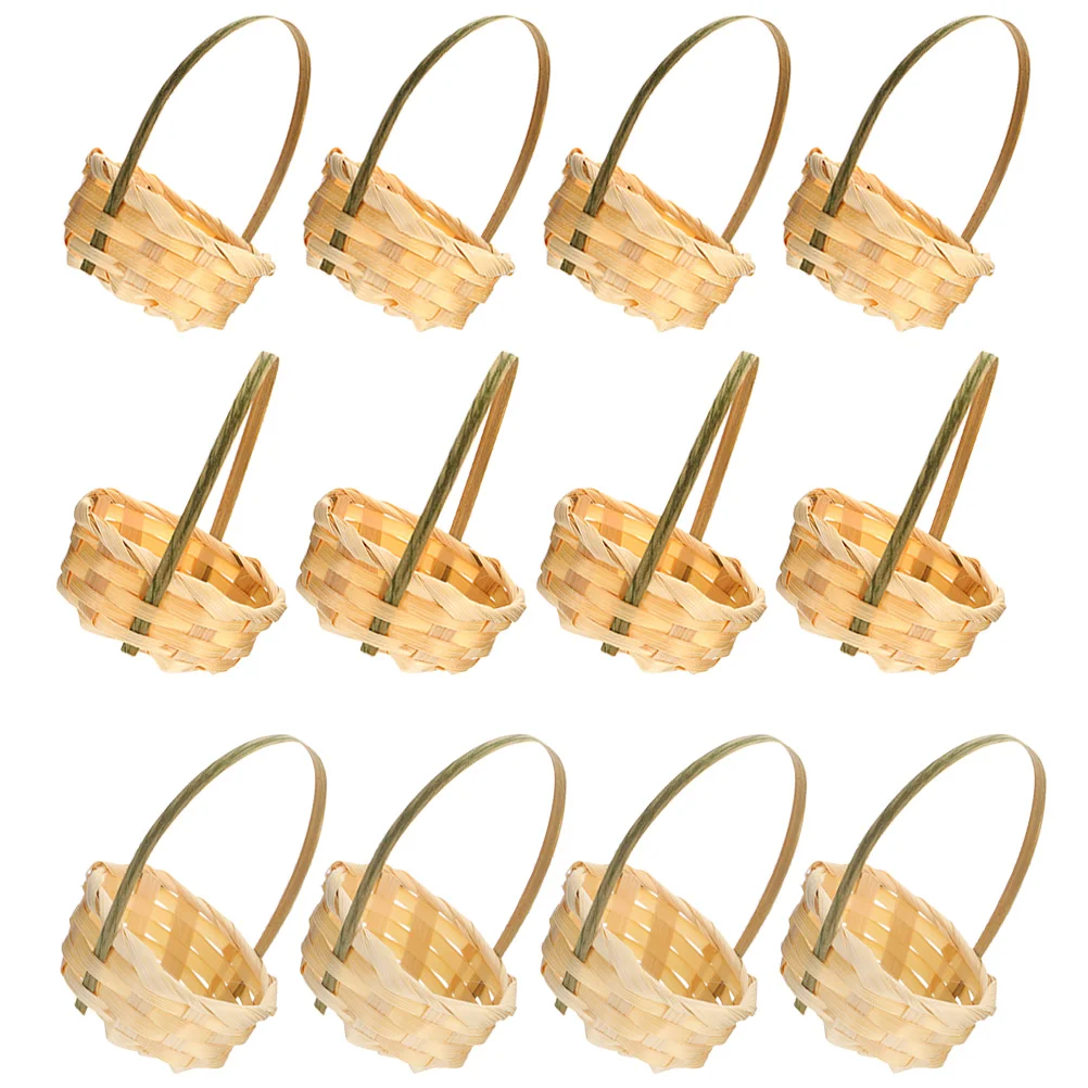 

Mini Flower Basket Model Picnic Baskets Party Favor Woven Adorn Small Desktop With Handles