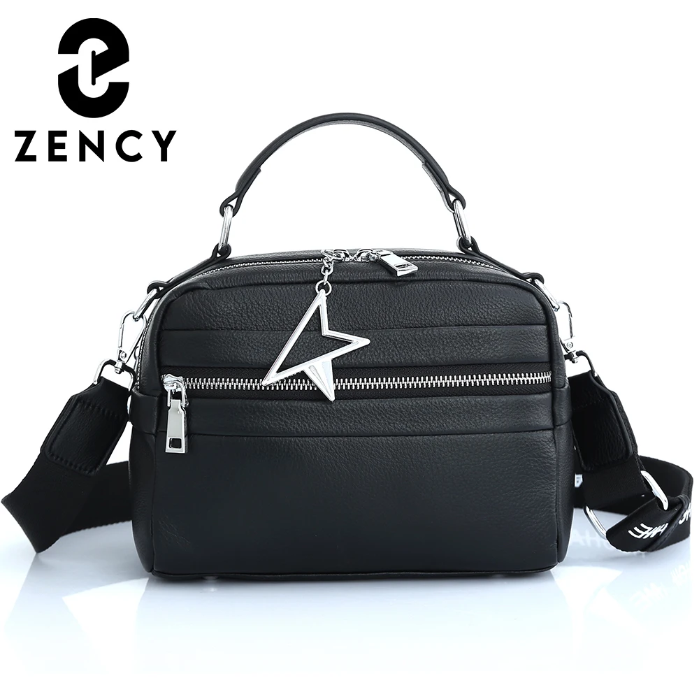 Zency натуральная кожа осенняя женская сумка-тоут большой емкости модная сумка для