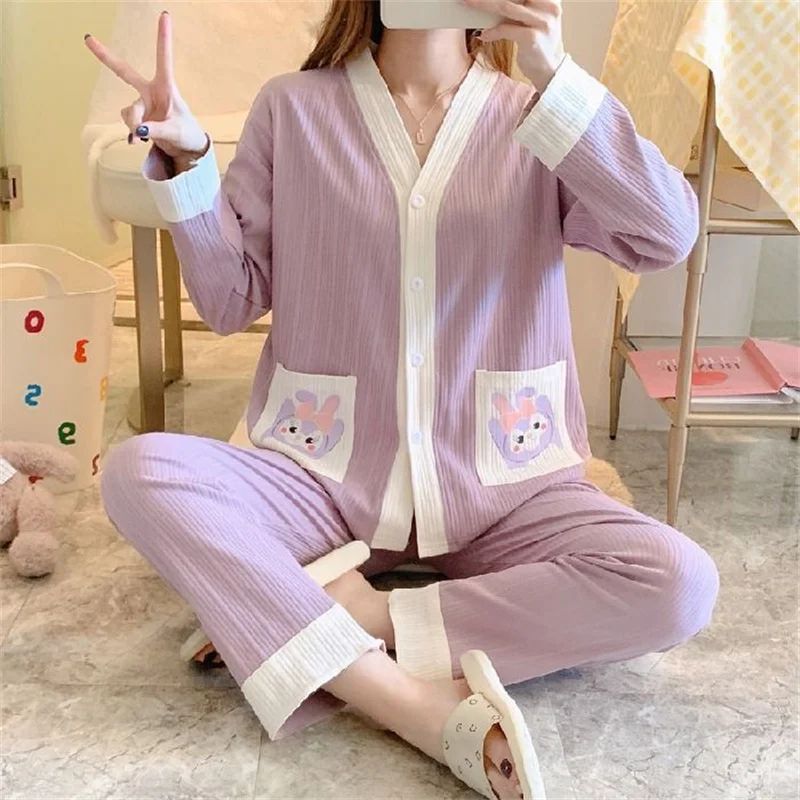 Pajamas Set Sexy Sleepwear For Women Full-Length Stripe Shirt Pyjama Women's Autumn 2022 Fashion Soft Princess Homewear
