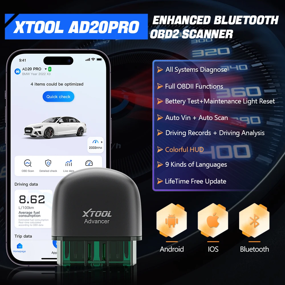 XTOOL AD20PRO OBD2 Bluetooth-сканер ad20 pro Автомобильный диагностический инструмент