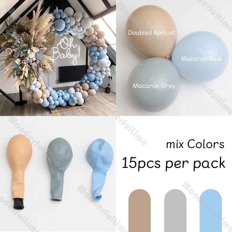 15pcs Mix Color Latex Wedding Balloons Metal Doubled Stuffed Matte Retro Boho Baby Shower Balloon Birthday Decoration Air Globos