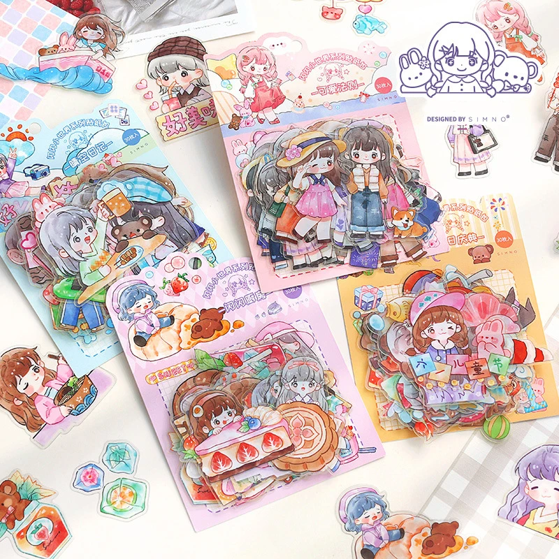 

30 шт./упак. Kawaii Cute Cartoon Girls декоративные наклейки, дневник Craft альбом для стикеров, школьные канцелярские принадлежности