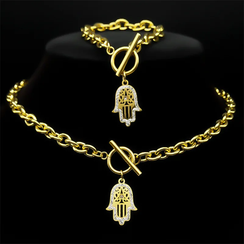 Комплект из колье и браслета нержавеющей стали