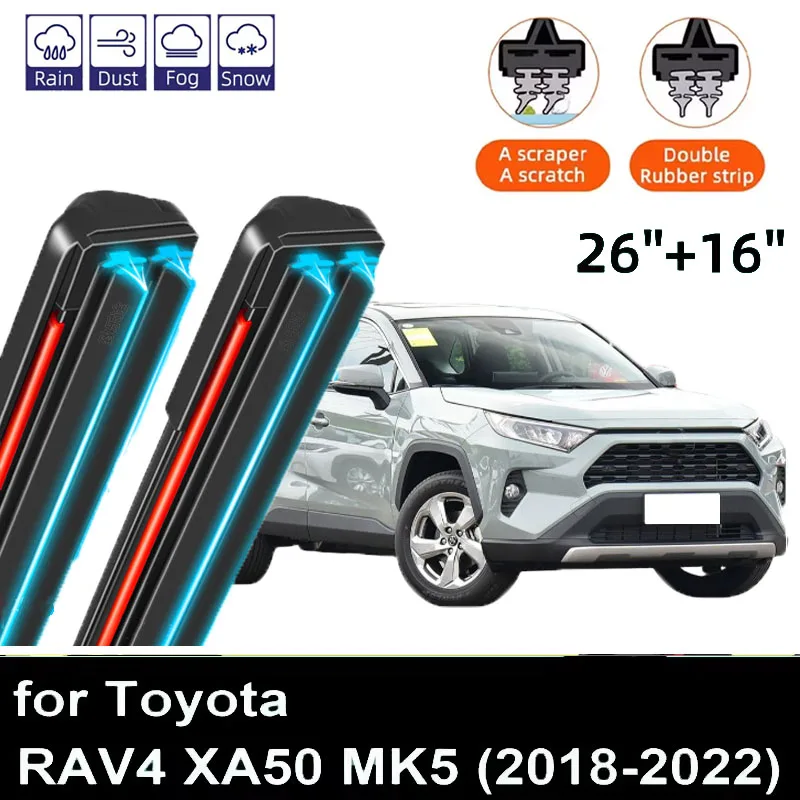 

2 шт. щетки стеклоочистителя автомобиля для Toyota RAV4 XA50 MK5 2018-2022 гг., лобовое стекло, двойные резиновые автомобильные аксессуары 2021 2022
