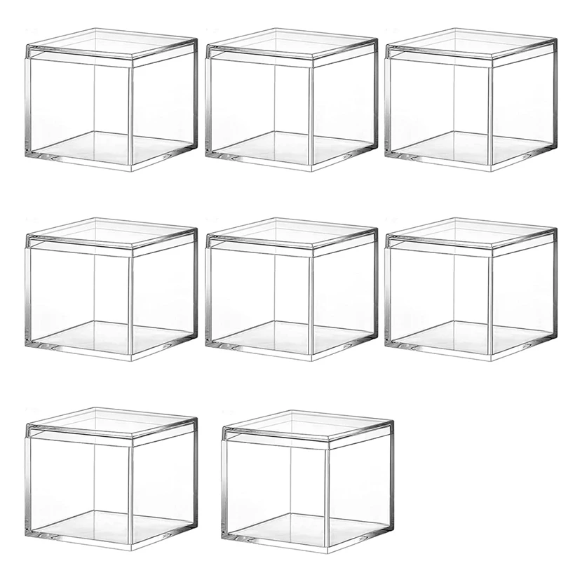 

8 Pieces Of Transparent Acrylic Plastic Square Square Jewelry Box Mini Storage Box with Lid Mini Square Container