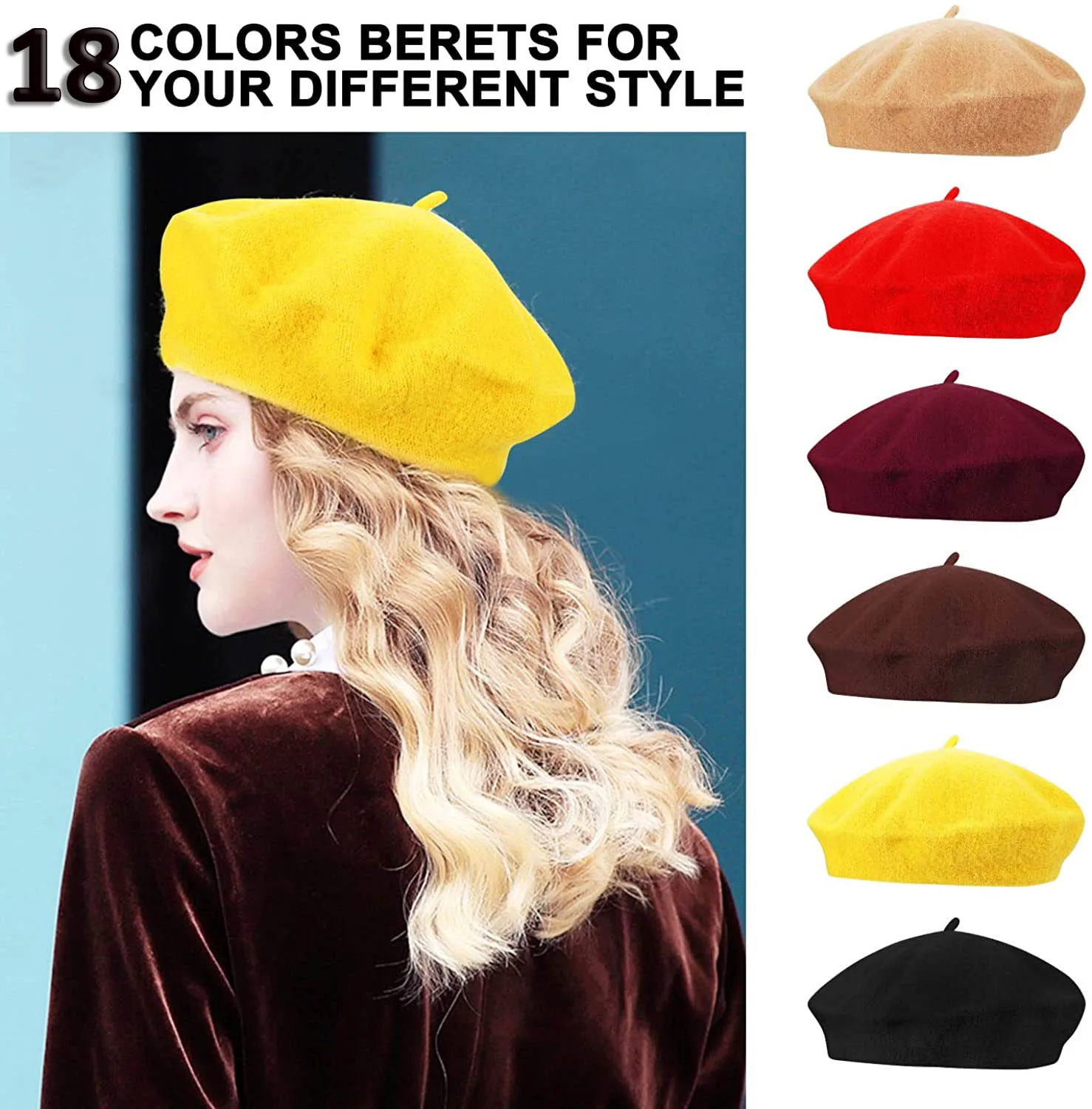French Beret Artist Warm Wool Spring Winter Beanie Hat Women Girl Cap Vintage Plain Hats Solid Elegant Lady Berets |