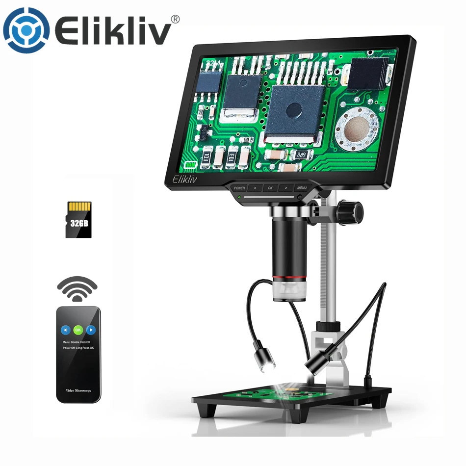 

Цифровой микроскоп Elikliv DM202, 3-1300X, 16 МП, HDMI, USB, 10,1 дюйма
