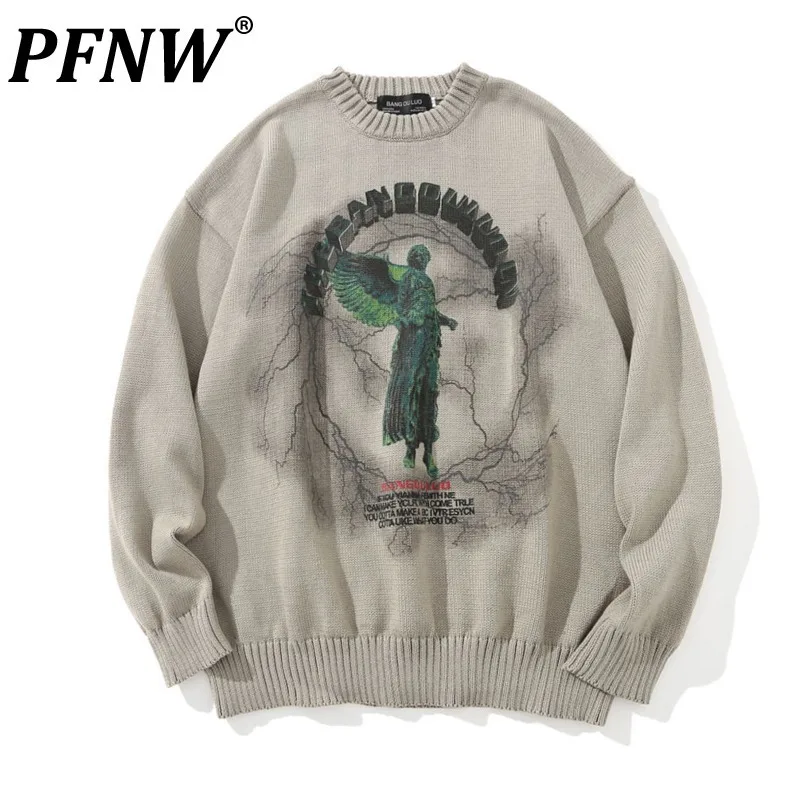 PFNW Темная одежда с потертыми отверстиями большой трикотаж мужской рваный