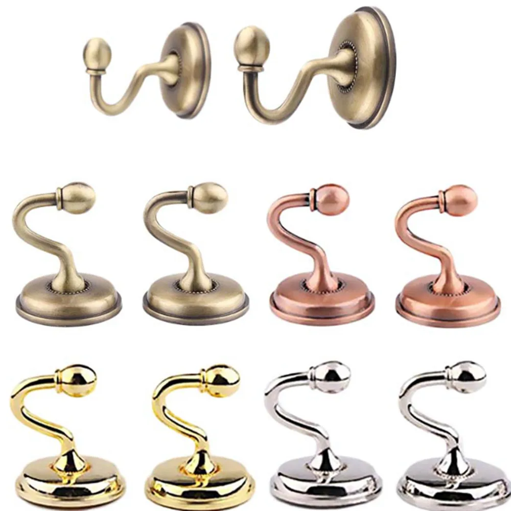 

2PCS Multi-Purpose Hanging Hook Metal Curtain Holdback Wall Tie Back Hooks Zinc Alloy Hanger Holder Window Curtain Holder
