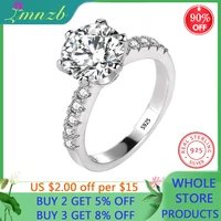 lmnzb luxury tibetan silver s925 engagement wedding ring classic six claws 2ct 8mm lab diamond rings for women jewelry lxr427